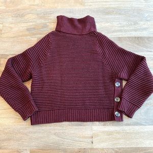Madewell Side-Button Turtleneck Sweater, Burgundy, XS